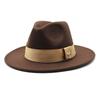 Autumn and Winter Big Eave Hat Fashion Woolen Top Hat Men's and Women's Woolen Panama Jazz Fedora