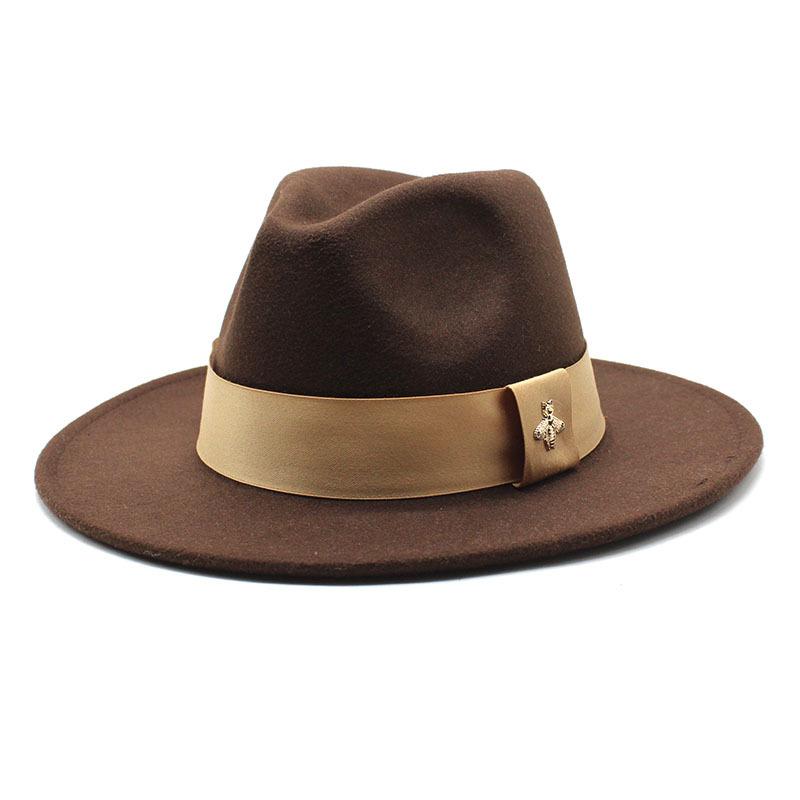 Autumn and Winter Big Eave Hat Fashion Woolen Top Hat Men's and Women's Woolen Panama Jazz Fedora
