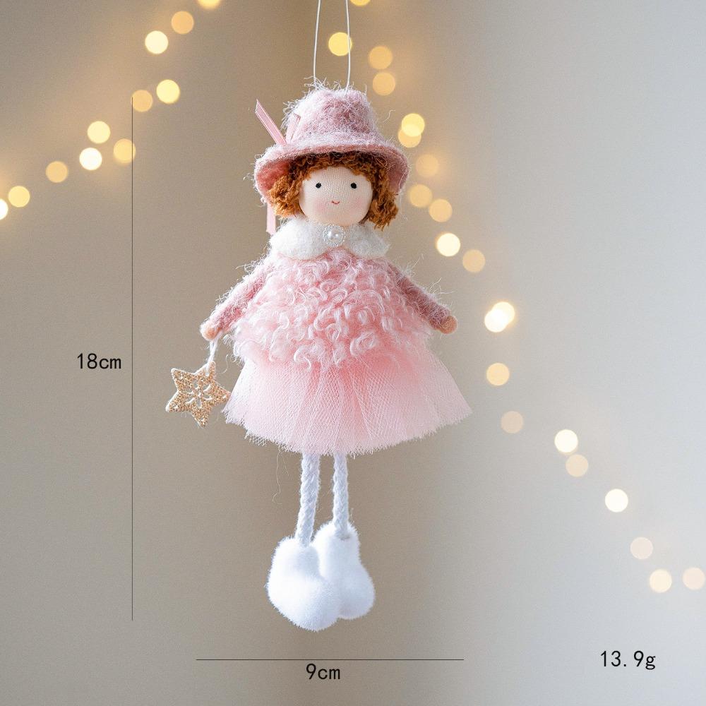 Cute Fiber Plush Cartoon Angel Xmas Tree Pendant Handmade Soft Santa Girl Pendant Home Decor