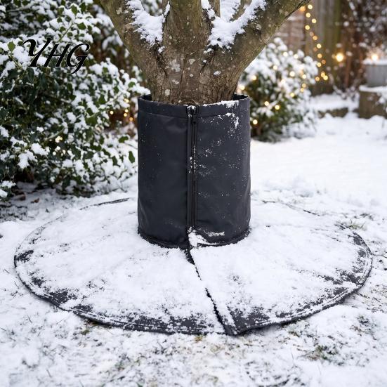 Outdoor Winter Garden Bed Cover Palm Tree Root Protector, 3-Layer Freeze with Ground Stakes, Insulation Landscape Frost Damage Prevention Wrap
