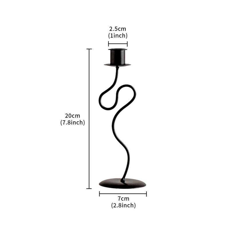 European Simple Metal Black Curved Candle Holder Creative Retro Wrought Iron Room Home Decoration Desktop Candle Stick Stand