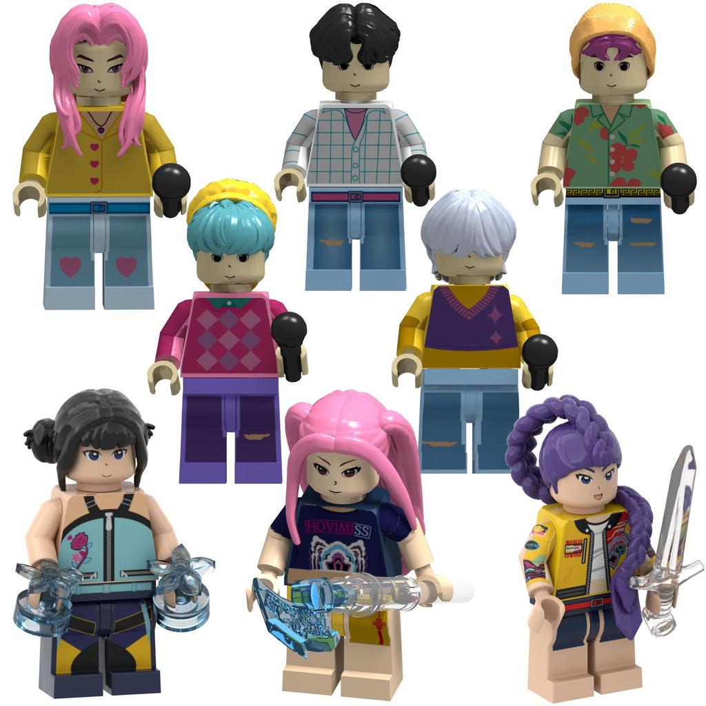 KPop Demon Hunters, a Group of Demon Hunters, Build Blocks with Lumi and Assemble Toy Building Blocks with Dolls