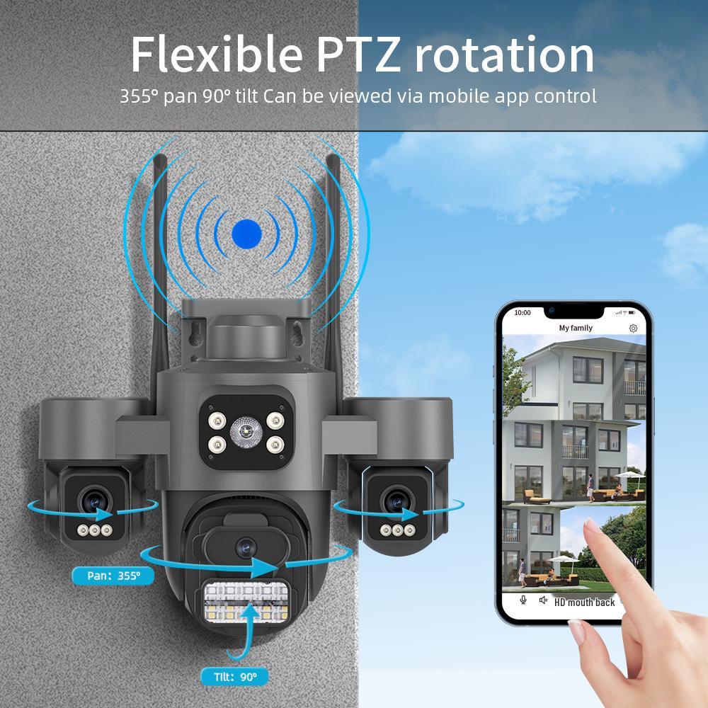 ICSEE Triple-Objektiv Outdoor WiFi HD Überwachungskamera
