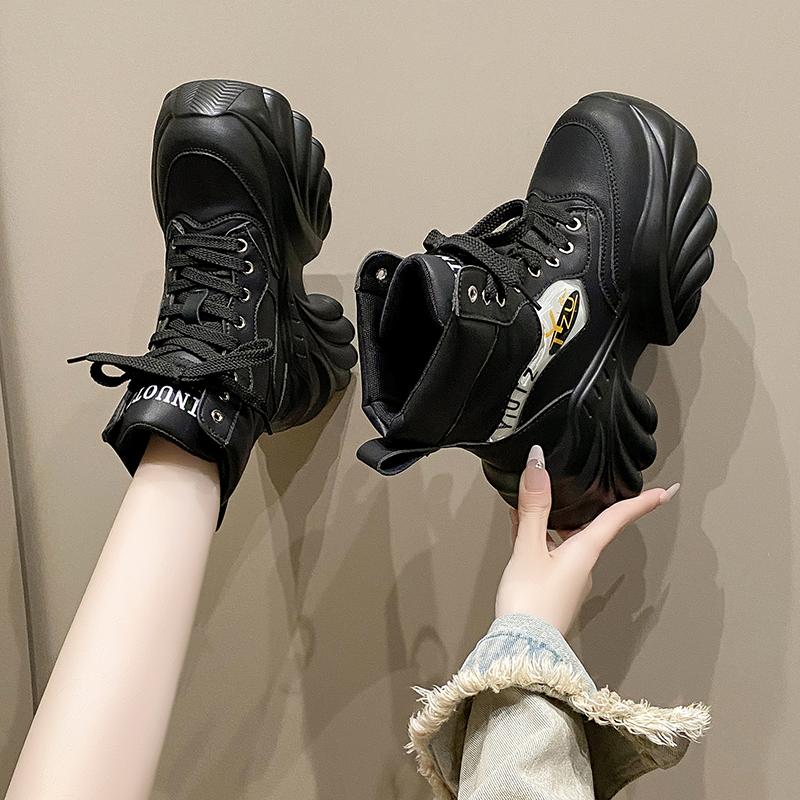 Fashion 2025 New Women Winter Flats Platform Sport Ankle Boots Pu Leather Lace Up Fashion Casual Walking Shoes Women Trend Comfort Boots