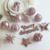 New pink foam Christmas ball pendant shiny glitter Diamond Powder Christmas Tree Hanging Ball Decor Navidad Decor 2025