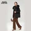 XueZhongFei Women's Mid-Length Hooded Down Jacket with Fox Fur Collar