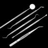 5pc/set Dental Mirror Stainless Steel Dental Dentist Prepared Tool Set Probe Tooth Care Kit Instrument Tweezer Hoe Sickle Scaler