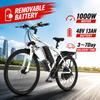 Ebike AKEZ 1000W CityElectricBike Detachable 13Ah Battery Electric Bike 60 Mile Range Dual Disc Brake Alloy Electric Bike