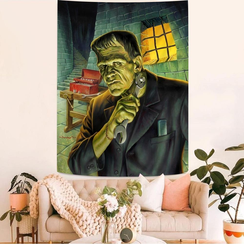 Frankenstein Classic Horror Movie Anime Tapestry Hanging Tarot Hippie Wall Rugs Dorm Home Decor