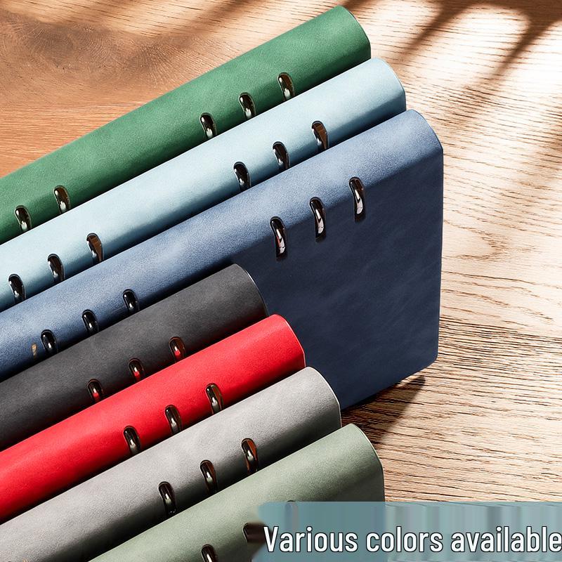 A5 Leather Business Notebook with Logo Printing, Thick Ring Binder & Buckle Closure - Perfect for Office Notes