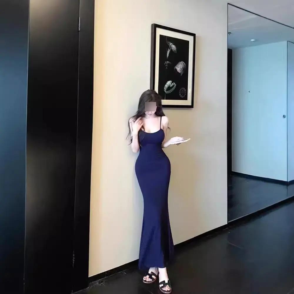 Figurbetontes Trägerkleid Damen Sommer Spice Girl Reiner Wunsch Windrosa Schlankes Meerjungfrauenkleid Taille Hüfte Langes Kleid