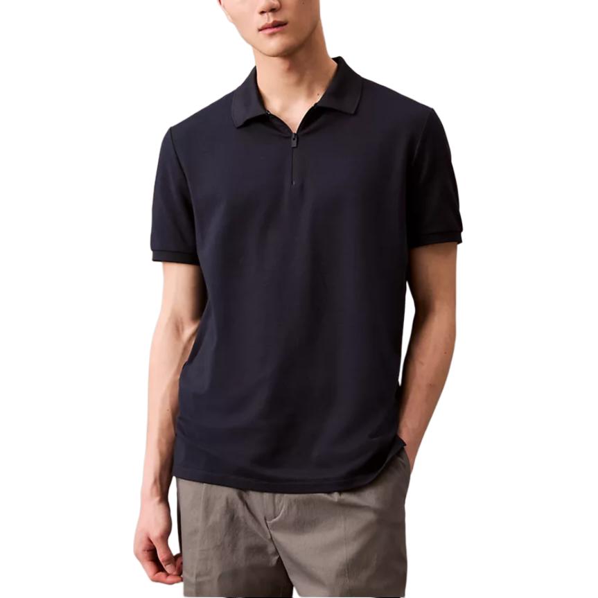 

Calvin Klein Zip Series Minimalist Comfortable Versatile Casual Short Sleeve Polo Shirt Men tops Deep-Sapphire 40QM421-410 L