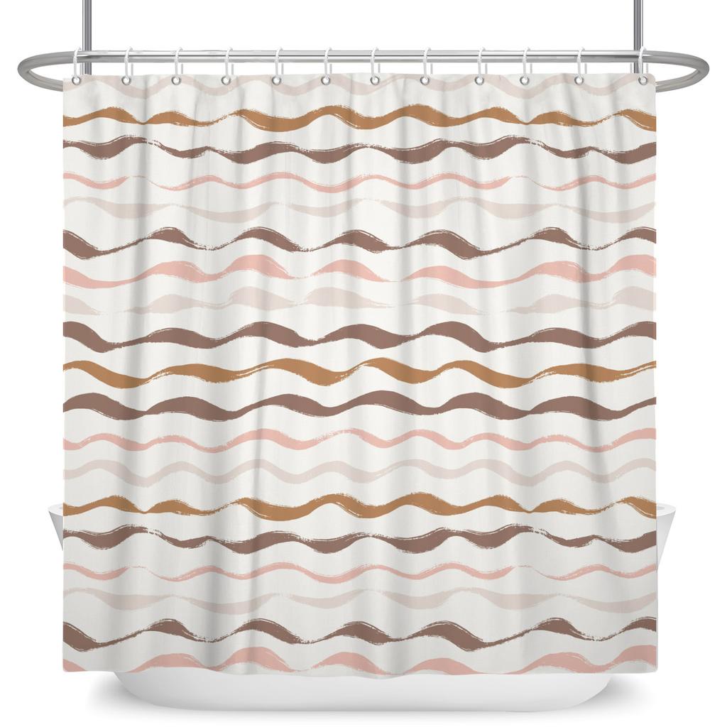 Purple Wisteria Floral Shower Curtain Elegant Abstract Line Print Waterproof Bath Curtain Bathroom Decor Polyester With Hooks