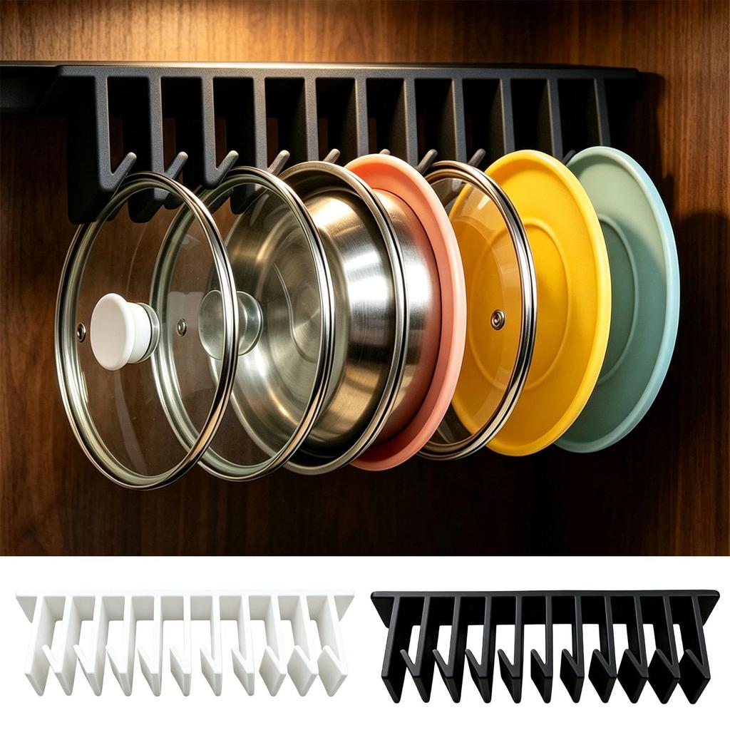 10-Slot Cabinet Lid Organizer Space-Saving Pot Lid Rack Easy Access Kitchen Storage Holder for Apartment Small Space Home Cooks