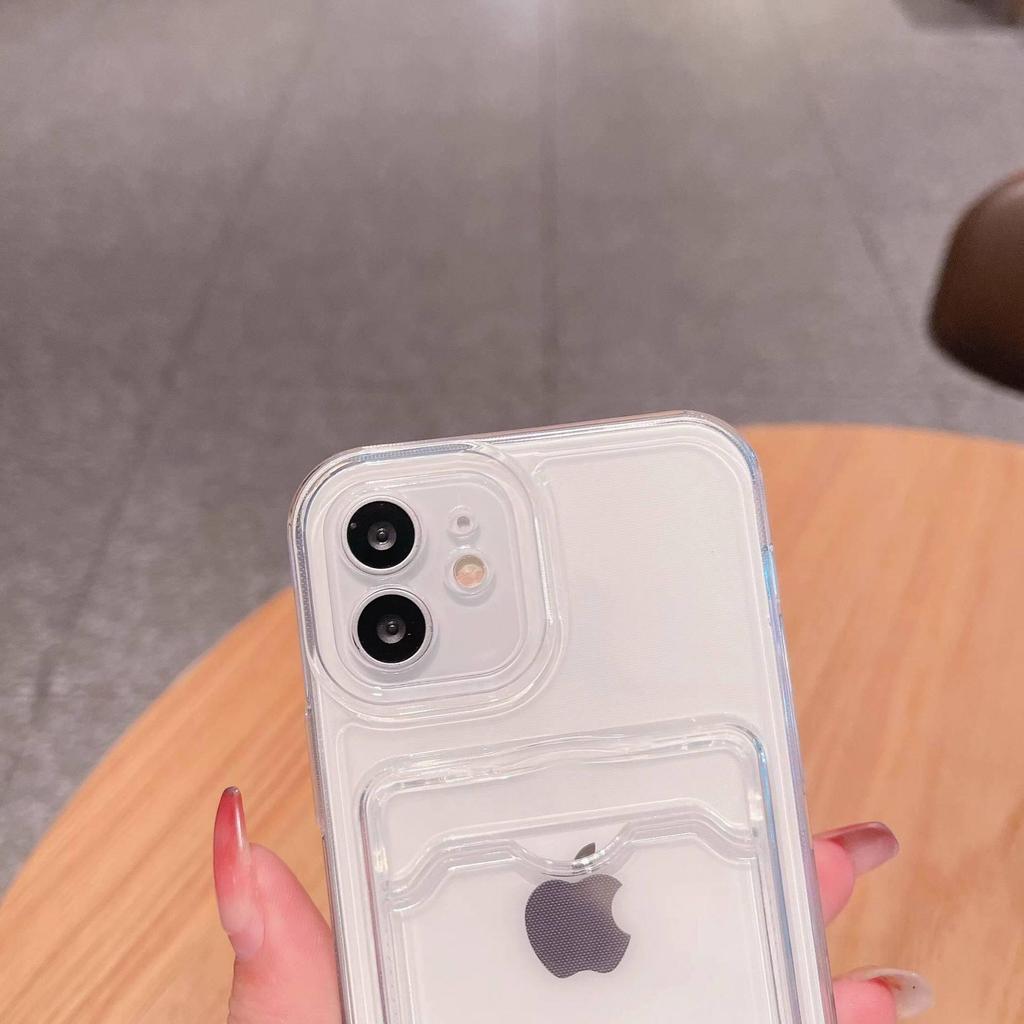 Compatible Transparent Drop-Proof Case with Card Holder for iPhone 11, 12, 15, 16, 17 Air & 17 Pro Max.