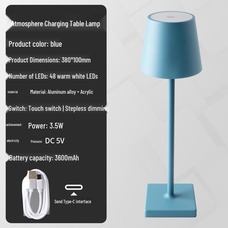 Rechargeable Touch Dimming Table Lamp - Decorative for Dining, Cafe & Bedside Night Light.