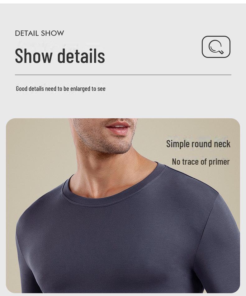 Men's Lenzing Modal Seamless Thermal Underwear Set for Autumn/Winter - Double-Sided, Round Neck, Homewear.