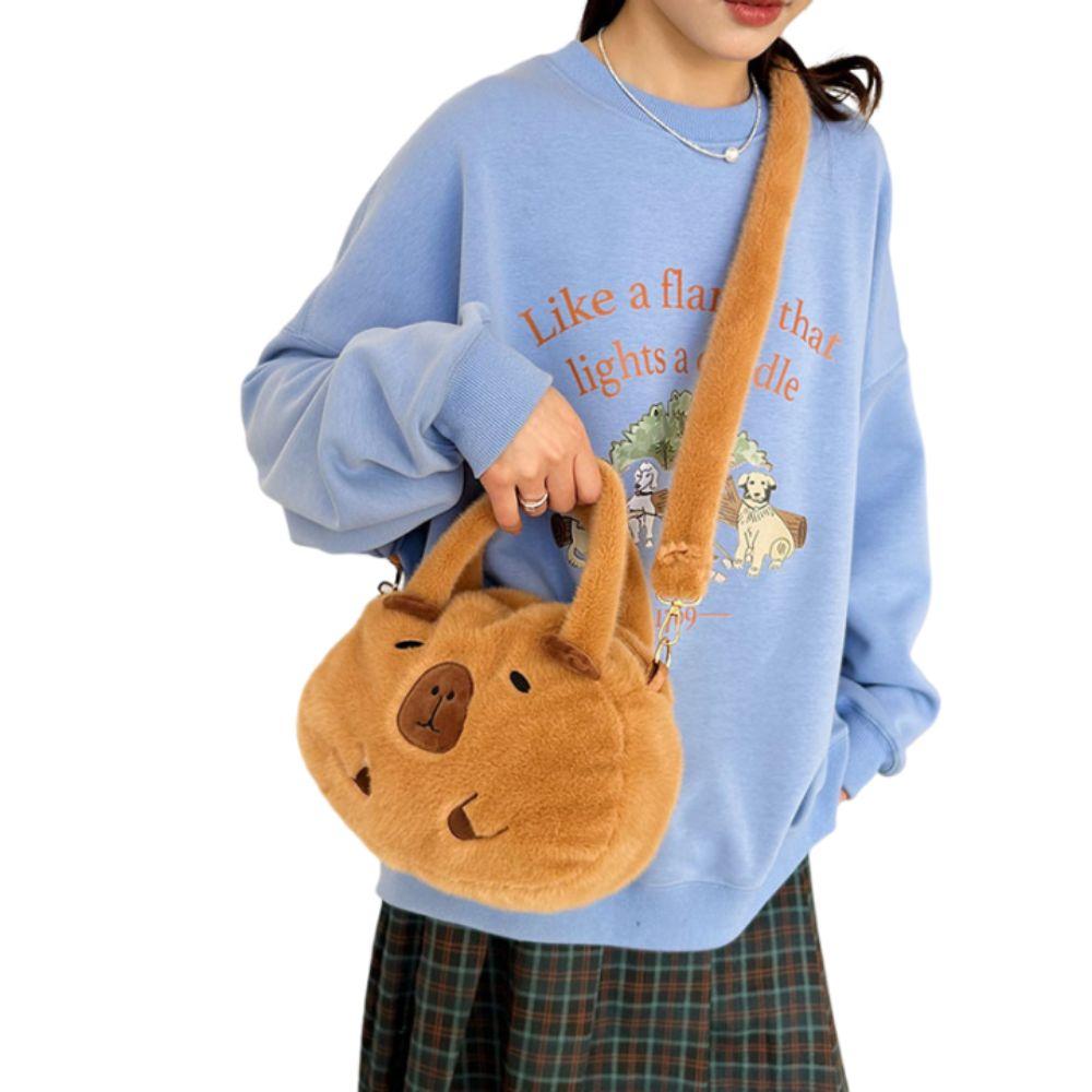 Plush Capybara Capybara Plush Backpack Big Capacity Cartoon Shoulder Bag  Kids Birthday Gift