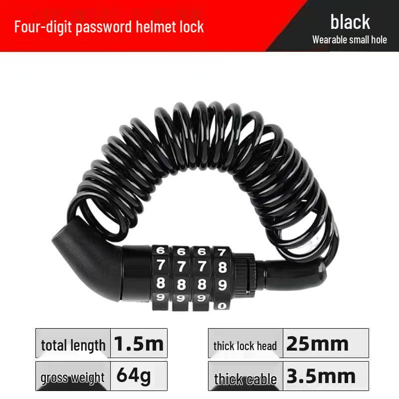 Anti-theft Cartoon Cow Combination Lock - Portable Motorcycle & Mountain Bike Helmet Retractable Steel Wire Lock