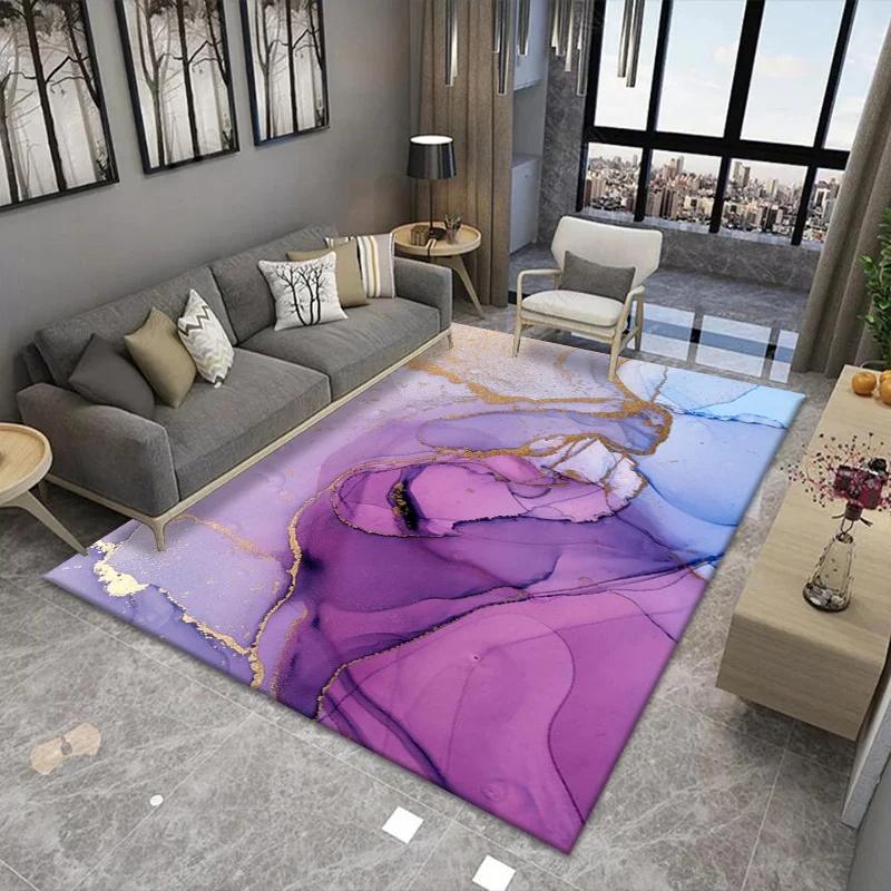 Nordic Light Luxury Marble Living Room Carpet Bedroom Art Abstract Bedside Carpets Kitchen Non-slip Balcony Study Rugs Porch Mat