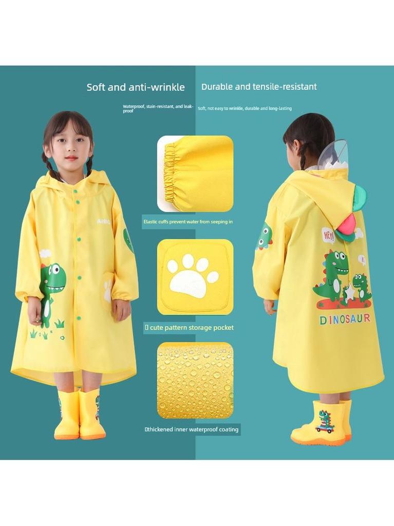 Children's Raincoat, Full-Body Waterproof for Girls and Boys, Toddler Rainwear, Kindergarten and Elementary School Students, Baby School Rain Poncho