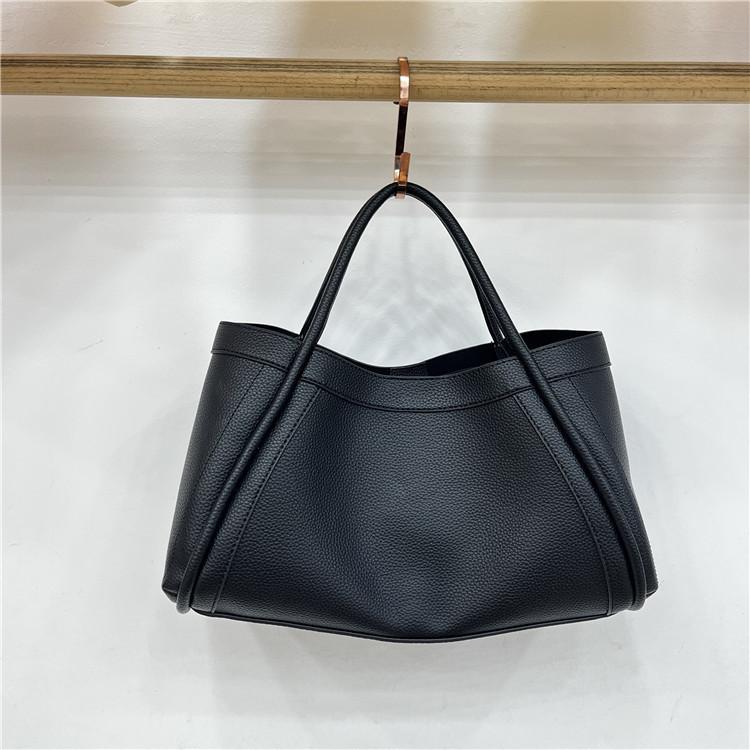Large Capacity, Simple Style, Versatile Commuting, Lychee Patterned Soft Leather Shoulder Bag, Crossbody Carrying Handle, Mother