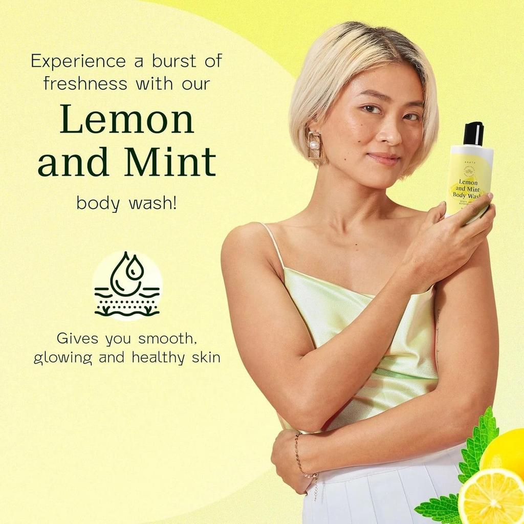 Arata Lemon Mint & Hyaluronic Acid Body Wash - 300 ml