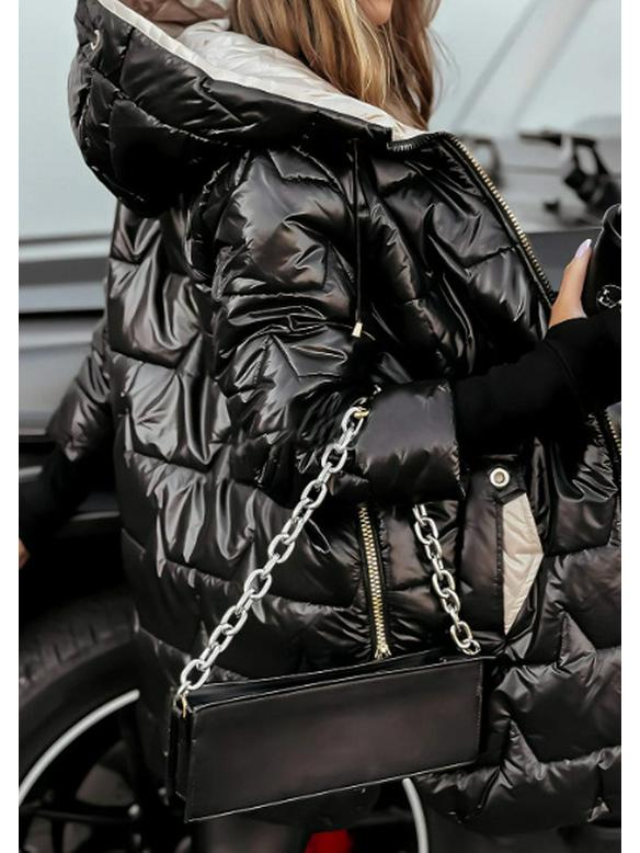 Manteau Mi-Long en Coton à Capuche avec Trois Fermetures Éclair Automne/Hiver 2025