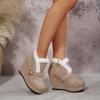 Metal Buckle Suede Wedge Heel Snow Boots Women Winter Round Toe Super High Heel Ankle Boots Warm Faux Fur Thick Bottom Shoes