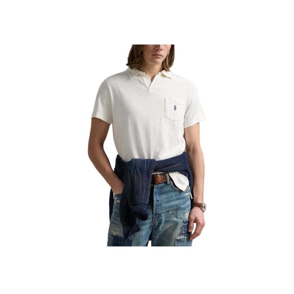 Polo Ralph Lauren Solid Logo Pattern Short Sleeve Polo Shirt Men tops Cream 710964512-002