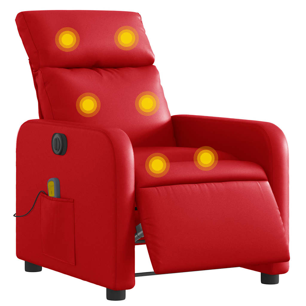 Electric Massage Chair Red Faux Leather