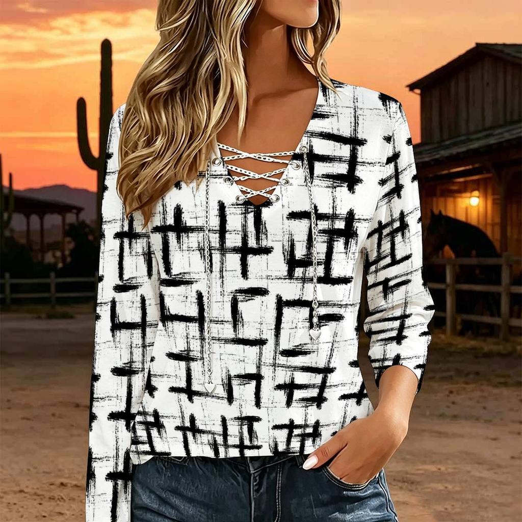 Women Plus Size Crisscross V Neck Long Sleeve Top Beige Background Abstract Leopard Watercolor Print Casual Blouse