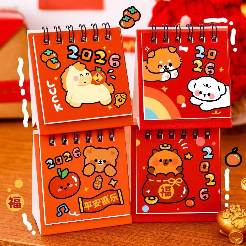 Cartoon 2026 Desk Calendar Coil Binding Daily Planner Desktop Calendar  Office School Supplies
