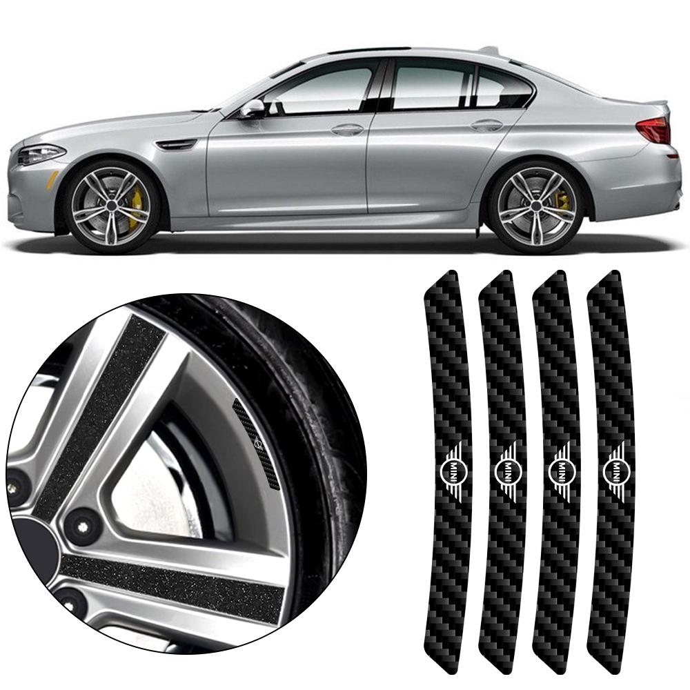 4Pcs Carbon Fiber Car Logo Wheel Tire Hub Rim Sticker Badge For MINI Cooper S JCW WORKS R55 R56 F55 F56 R57 R58 R59 R60 CLUB MAN