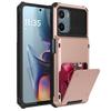 For Motorola Moto E15 4G Case PC+TPU Dual Layer Back Phone Cover with Card Holder