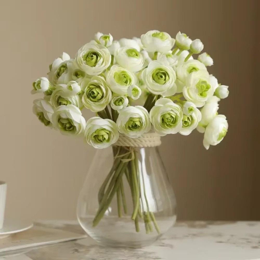 Fashion 28cm Length Artificial Camellia Bouquet Lotus Silk Flower Bouquet Fake Handmade Craft Wedding Bouquet Home Decoration
