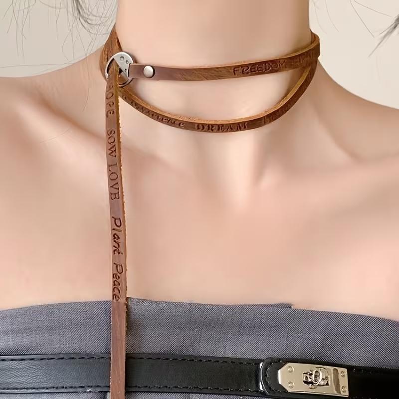 1 Vintage Leather Woven Bracelet - Versatile Necklace, Wrist And Waist, Fashionable Leather, Unisex Daily Accessory