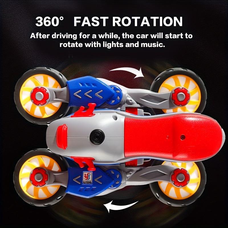 Stunt rotating motorcycle model, universal electric toy 360° rotation, pleasant music, safe ABS material excluding batteries and, Christmas,