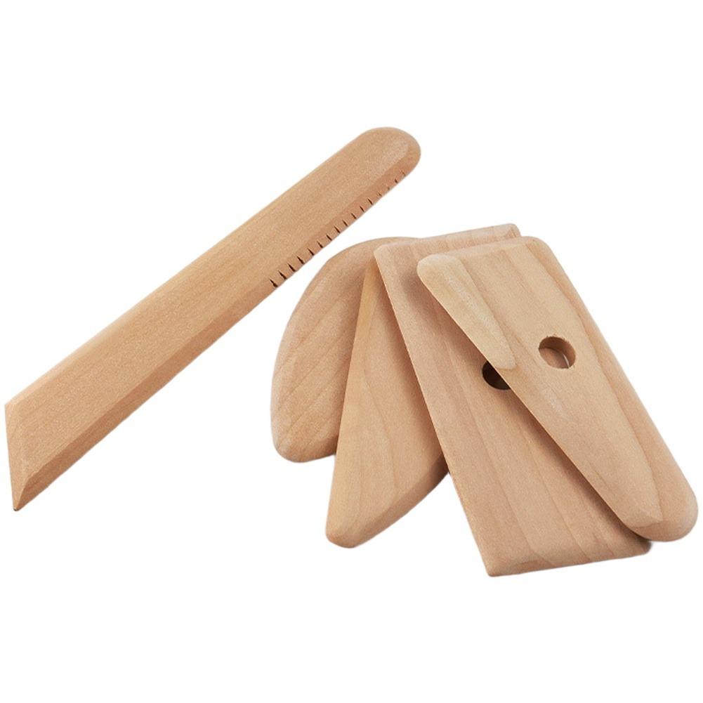 5PCS/set Wood Pottery Clay Tool Plasticine Sculpture Molding Carving Tools For Handmade Crafts For Ceramic & Art Crafting