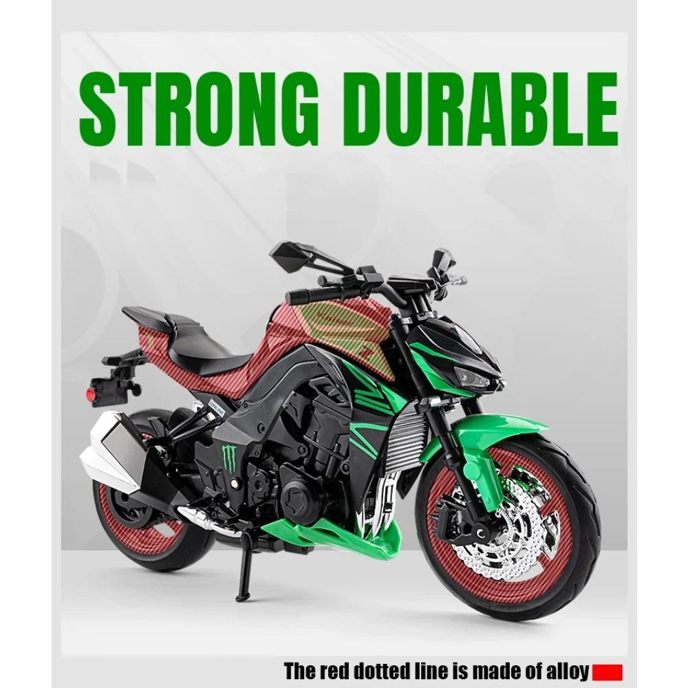 1/12 Kawasakis Ninja Z1000 Alloy Sports Motorcycle Model Diecasts Metal Toy Street Racing Motorcycle Model Sound Light Kids Gift