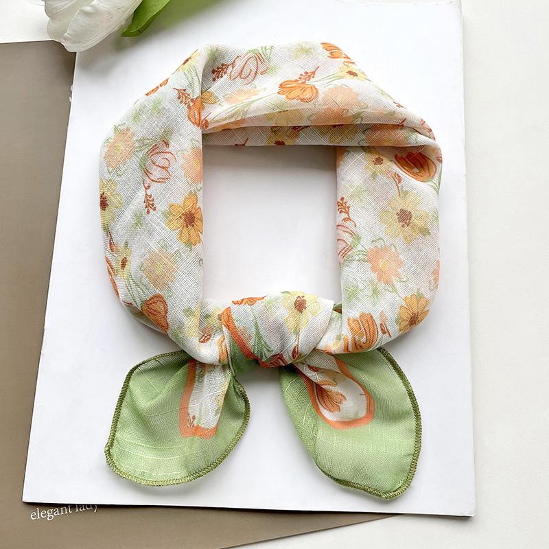 1Pc Neck  Scarves Light And Thin Ladies Headband Cotton Linen Headscarf Bandanna Floral Print Women  Fashion