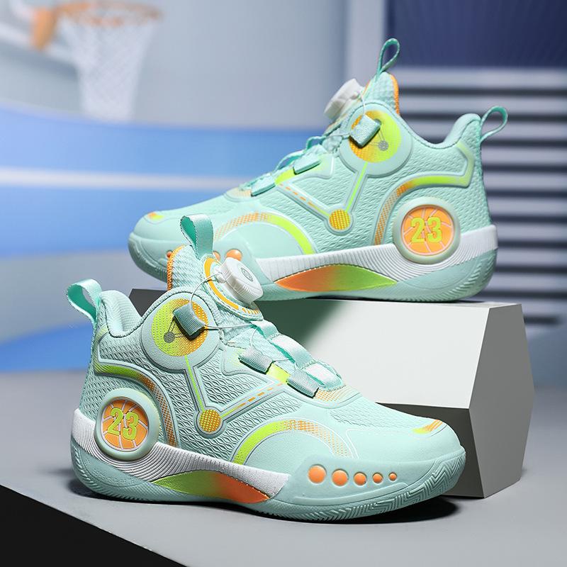 Summer breathable basketball professional actual student sneakers rotating button raw sneakers