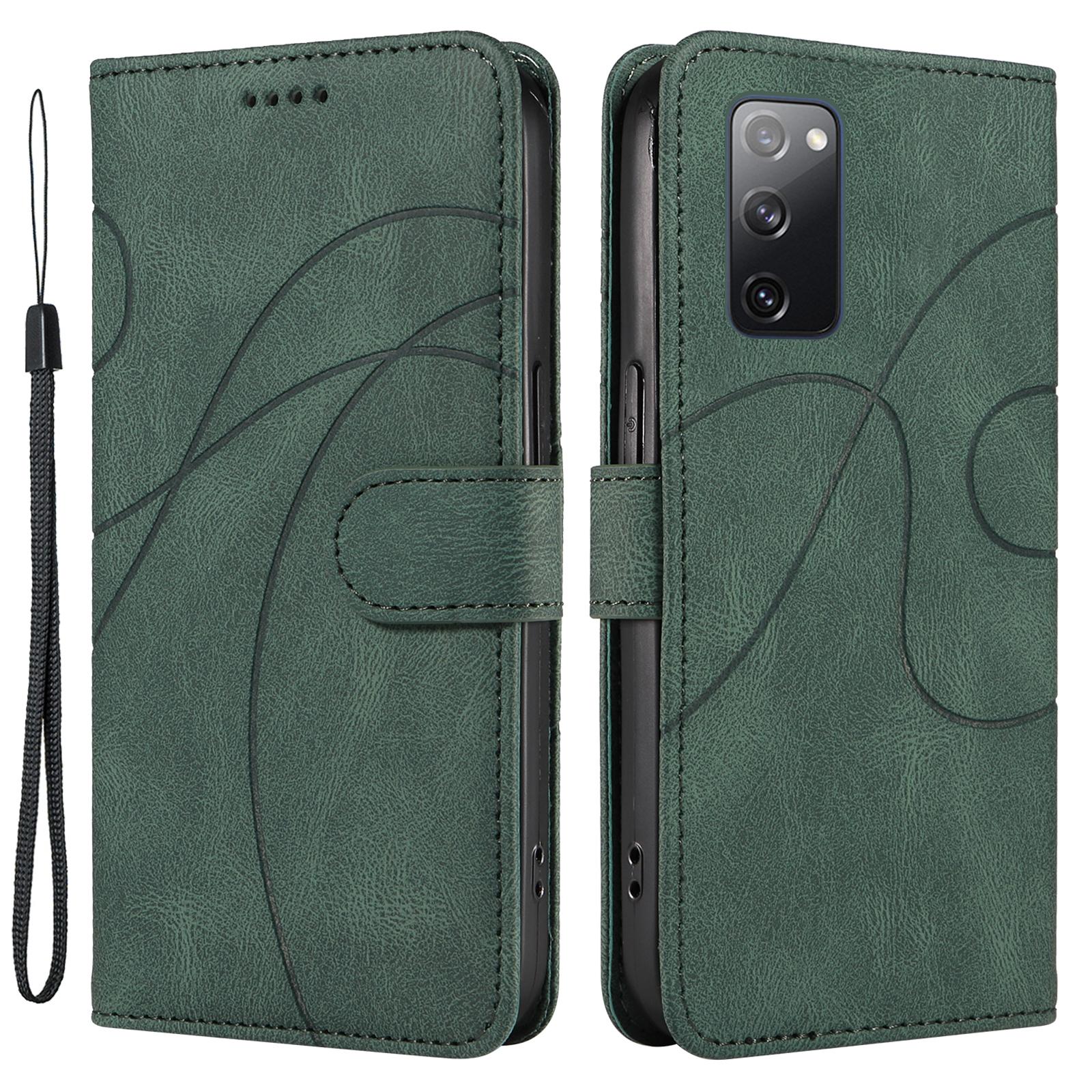

For Samsung Galaxy S20 FE 5G/S20 FE/S20 FE 2022/S20 Lite Wallet Leather Phone Cover Imprinted Stand Case Green