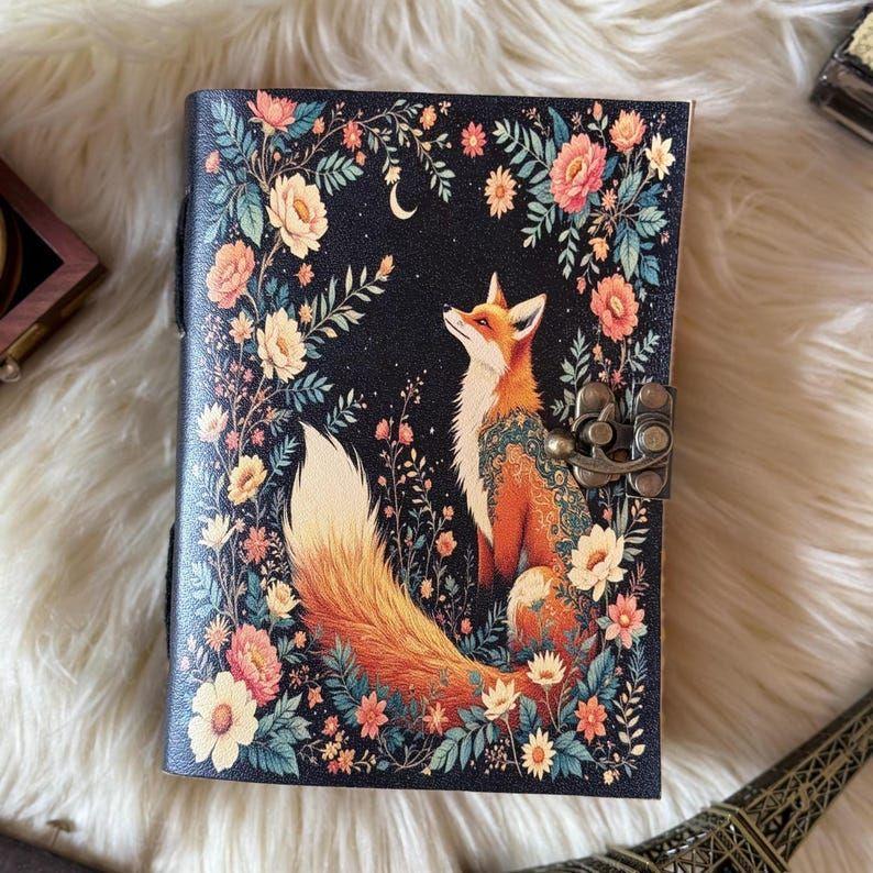 Fox Leather Grimoire Journal: Vintage Book of Shadows, Deckle Edge Paper