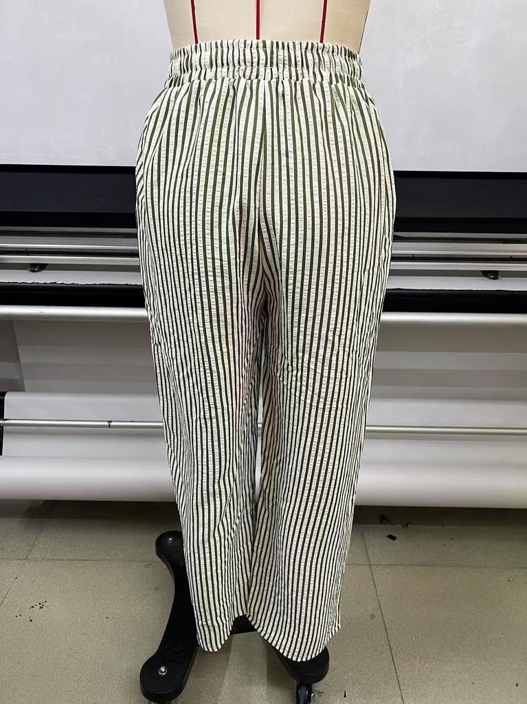 2026 Women's High-Waisted Cross-Color Striped Wide-Leg Pants - New Spring/Autumn Casual Slimming Fit