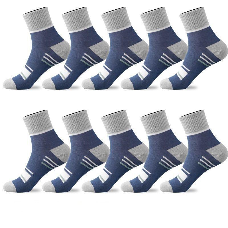1/5/10 Paar Herren Gestreifte Mid-Calf Sportsocken Atmungsaktive Socken Freizeitsocken