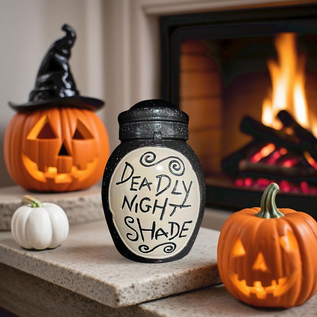 THE Before Christmas Deadly Night Shade Jar Ceramic Candle  Jasmine With 30-Hour Burn Time