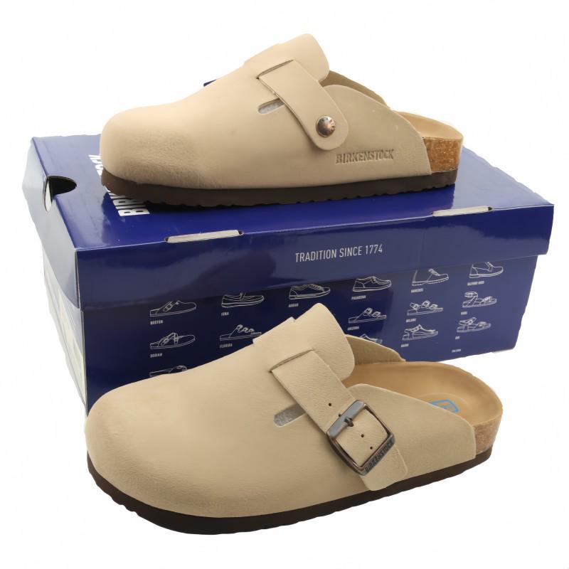 Birkenstock Women's 2025 New Style Genuine Leather Thick Sole Half Slippers for Spring and Autumn