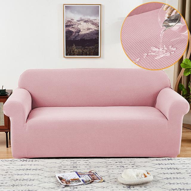 

Водонепроницаемый чехол для дивана, однотонный клетчатый чехол для сиденья, эластичный подлокотник, чехлы для дивана для гостиной 2 Seat Sofa розовый