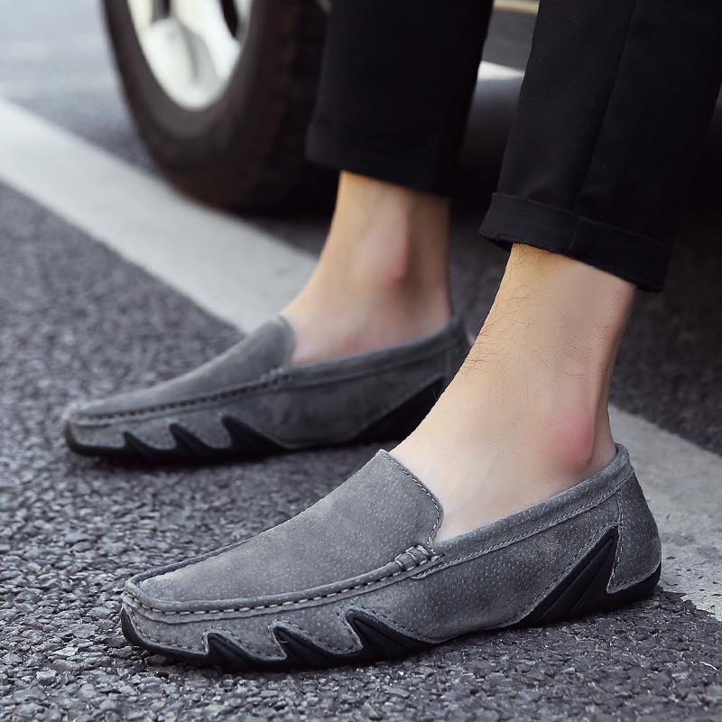 Plus Size Genuine Leather Made Korean Trendy Versatile Casual Shoes Slip-on Lofter Driving Shoes